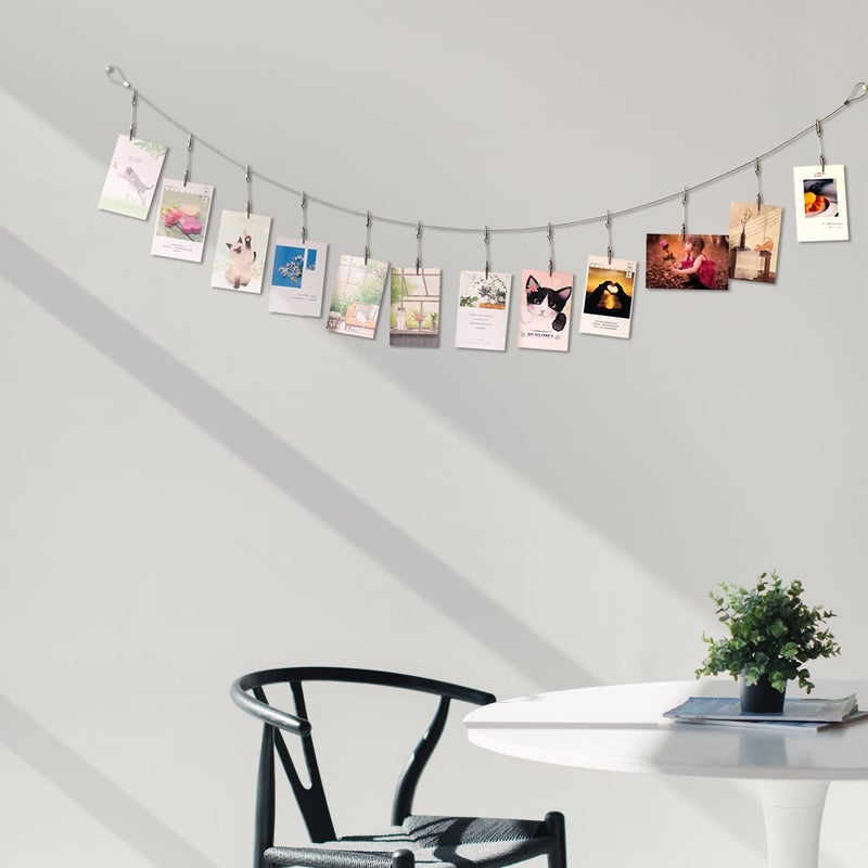 TFu Wall Hanging Photo Display, DIY Picture Photo Frame String with 12 Clips for Hanging Photos Notes and Artworks (Adjustable Alligatory Clip) - Image 2